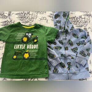 John Deere T-Shirt and Blue Hoodie Set